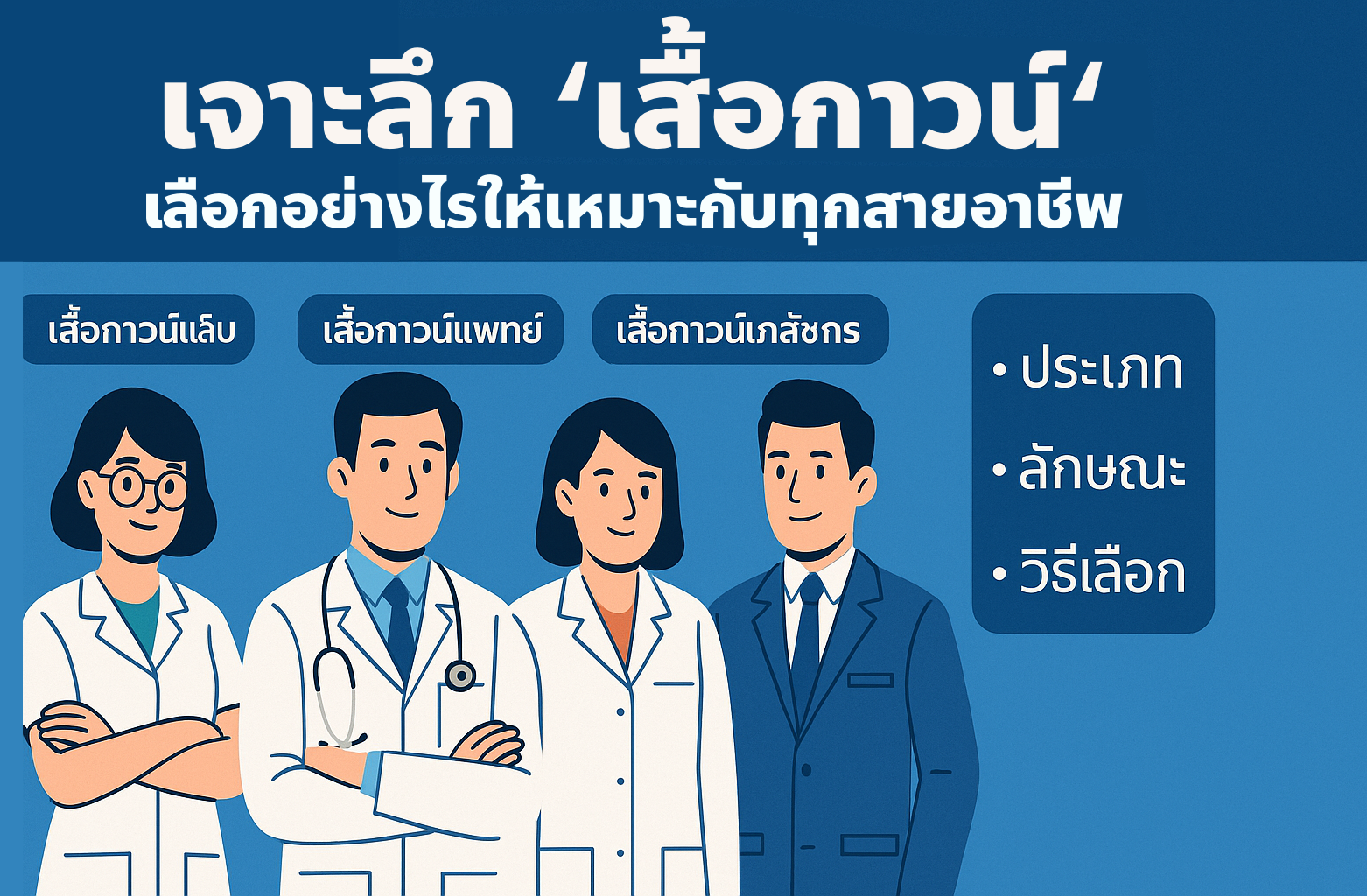 เจาะลึก "เสื้อกาวน์" เลือกอย่างไรให้เหมาะกับทุกสายอาชีพ