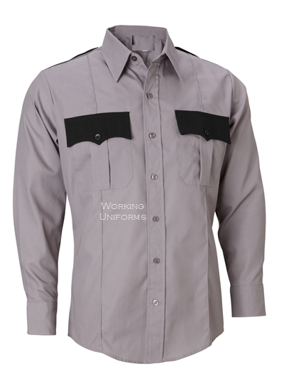 เสื้อพนักงานรักษาความปลอดภัย/ยาม สีเทา ฝากระเป๋าดำ เสื้อพนักงานรักษาความปลอดภัย/ยาม สีเทา ฝากระเป๋าดำ