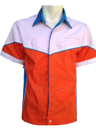 เสื้อรถแข่ง เสื้อแข่งรถ Auto racing สีส้มต่อบ่าสีขาว คาดฟ้า เสื้อรถแข่ง เสื้อแข่งรถ Auto racing สีส้มต่อบ่าสีขาว คาดฟ้า