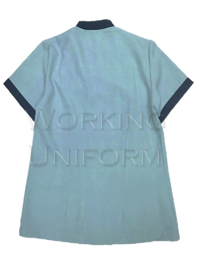 เสื้อแม่บ้านสีฟ้าอ่อน กุ๊นกรมท่า คอป้าย เสื้อแม่บ้านสีฟ้าอ่อน กุ๊นกรมท่า คอป้าย