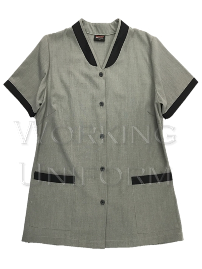 เสื้อแม่บ้านสีเทา คอวี แต่งดำ IN STOCK เสื้อแม่บ้านสีเทา คอวี แต่งดำ IN STOCK