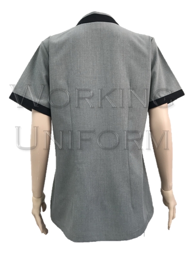 เสื้อแม่บ้านสีเทา คอวี แต่งดำ IN STOCK เสื้อแม่บ้านสีเทา คอวี แต่งดำ IN STOCK