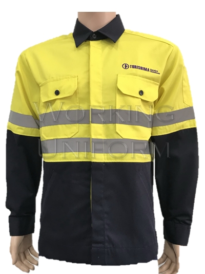 เสื้อช็อปสีกรมท่าบ่าเหลือง สะท้อนแสง 1.5 นิ้ว เสื้อช็อปสีกรมท่าบ่าเหลือง สะท้อนแสง 1.5 นิ้ว