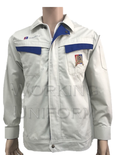 เสื้อช็อปแขนยาวสีครีม แต่งน้ำเงิน IN STOCK เสื้อช็อปแขนยาวสีครีม แต่งน้ำเงิน IN STOCK