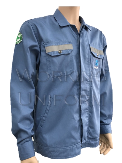 เสื้อช็อปแขนยาวสีฟ้า ติดสะท้อนแสง IN STOCK เสื้อช็อปแขนยาวสีฟ้า ติดสะท้อนแสง IN STOCK