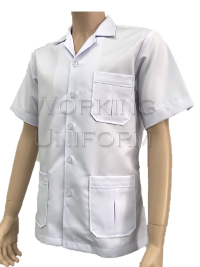 เสื้อกาวน์สั้น แขนสั้นผู้ชายสีขาว IN STOCK เสื้อกาวน์สั้น แขนสั้นผู้ชายสีขาว IN STOCK