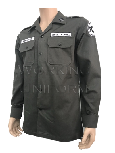 เสื้อพนักงานรักษาความปลอดภัย สีเขียวขึ้ม้า แขนยาว เสื้อพนักงานรักษาความปลอดภัย สีเขียวขึ้ม้า แขนยาว