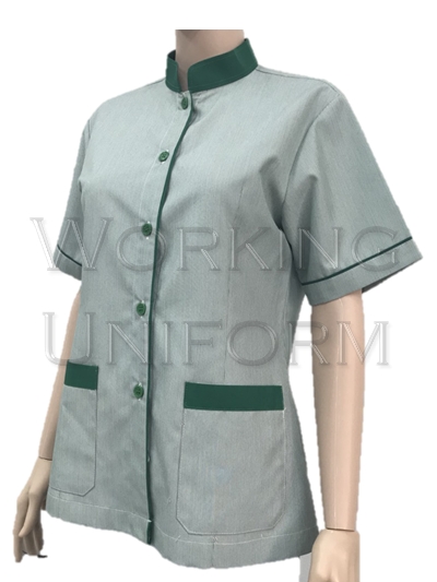เสื้อม่บ้านคอจีน สีเขียวอ่อน แต่งเขียวเข้ม เสื้อม่บ้านคอจีน สีเขียวอ่อน แต่งเขียวเข้ม