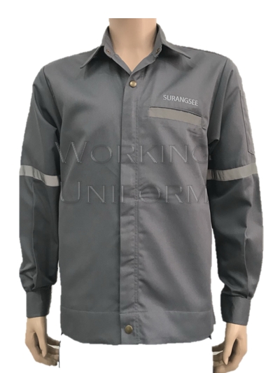 เสื้อช็อปสีเทาเข้ม ติดแถบสะท้อนแสง IN STOCK เสื้อช็อปสีเทาเข้ม ติดแถบสะท้อนแสง IN STOCK