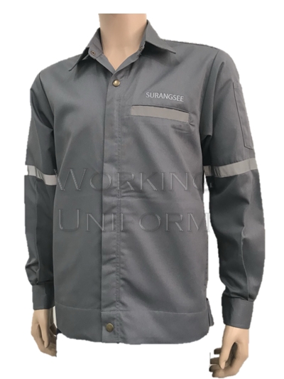 เสื้อช็อปสีเทาเข้ม ติดแถบสะท้อนแสง IN STOCK เสื้อช็อปสีเทาเข้ม ติดแถบสะท้อนแสง IN STOCK