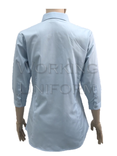 เสื้อเชิ้ตผู้หญิง สีฟ้า แขนสามส่วน เสื้อเชิ้ตผู้หญิง สีฟ้า แขนสามส่วน