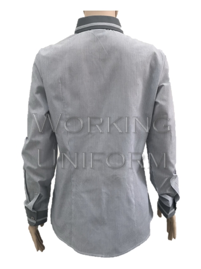 เสื้อเชิ้ตแขนยาว ลายริ้วเทา แต่งเทาเข้ม เสื้อเชิ้ตแขนยาว ลายริ้วเทา แต่งเทาเข้ม