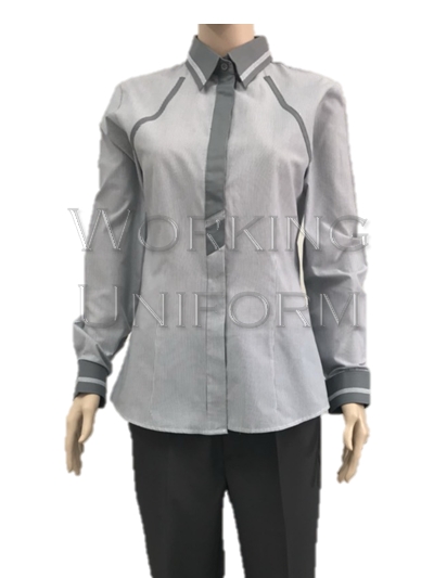 เสื้อเชิ้ตแขนยาว ลายริ้วเทา แต่งเทาเข้ม เสื้อเชิ้ตแขนยาว ลายริ้วเทา แต่งเทาเข้ม