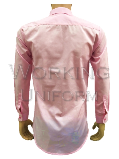 เสื้อเชิ้ตแขนยาวสีชมพู ผ้าคอมทวิว เสื้อเชิ้ตแขนยาวสีชมพู ผ้าคอมทวิว