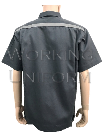 เสื้อช็อปแขนสั้นสีเทาเข้ม ติดแถบสะท้อนแสง IN STOCK