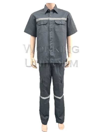 เสื้อช็อปแขนสั้นสีเทาเข้ม ติดแถบสะท้อนแสง IN STOCK เสื้อช็อปแขนสั้นสีเทาเข้ม ติดแถบสะท้อนแสง IN STOCK