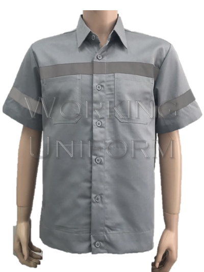 เสื้อช็อปสีเทา ติดแถบสะท้อนแสง 1.5 นิ้วอก+แขน IN STOCK เสื้อช็อปสีเทา ติดแถบสะท้อนแสง 1.5 นิ้วอก+แขน IN STOCK