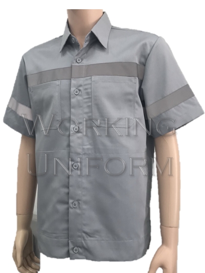เสื้อช็อปสีเทา ติดแถบสะท้อนแสง 1.5 นิ้วอก+แขน IN STOCK เสื้อช็อปสีเทา ติดแถบสะท้อนแสง 1.5 นิ้วอก+แขน IN STOCK