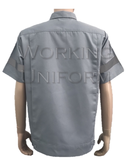 เสื้อช็อปสีเทา ติดแถบสะท้อนแสง 1.5 นิ้วอก+แขน IN STOCK เสื้อช็อปสีเทา ติดแถบสะท้อนแสง 1.5 นิ้วอก+แขน IN STOCK