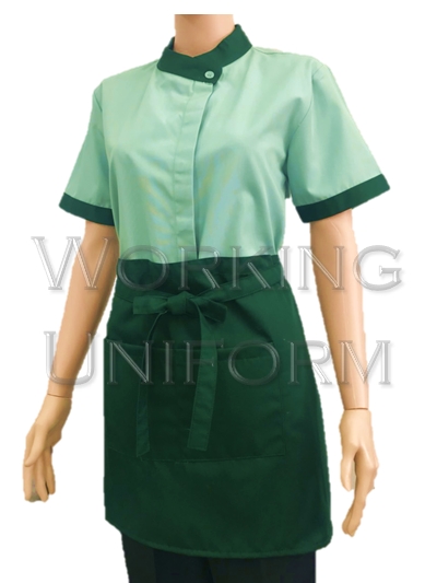 เสื้อเสริฟสีเขียวอ่อน แต่งเขียวเข้ม ผ้าโทเร IN STOCK เสื้อเสริฟสีเขียวอ่อน แต่งเขียวเข้ม ผ้าโทเร IN STOCK
