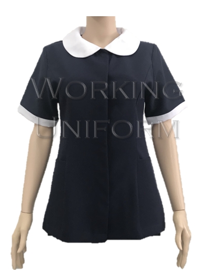 เสื้อแม่บ้านสีกรมท่า คอบัวปกขาว IN STOCK เสื้อแม่บ้านสีกรมท่า คอบัวปกขาว IN STOCK