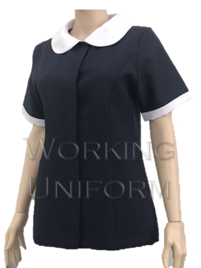 เสื้อแม่บ้านสีกรมท่า คอบัวปกขาว IN STOCK เสื้อแม่บ้านสีกรมท่า คอบัวปกขาว IN STOCK