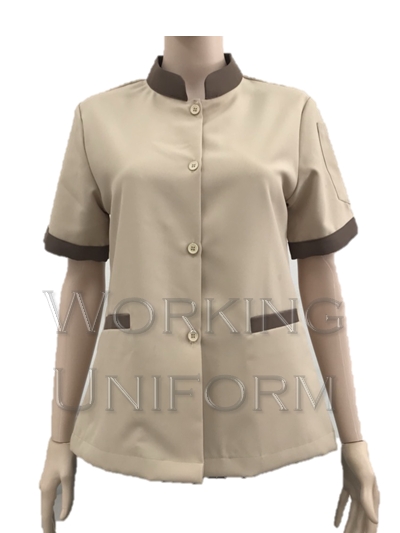 เสื้อม่บ้านคอจีน น้ำตาลอ่อน แต่งน้ำตาลเข้ม IN STOCK เสื้อม่บ้านคอจีน น้ำตาลอ่อน แต่งน้ำตาลเข้ม IN STOCK