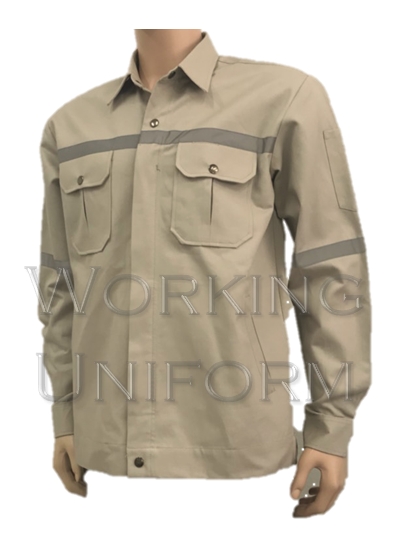 เสื้อช็อปแขนยาวสีกากี แถบสะท้อนแส่ง 1 นิ้ว IN STOCK เสื้อช็อปแขนยาวสีกากี แถบสะท้อนแส่ง 1 นิ้ว IN STOCK