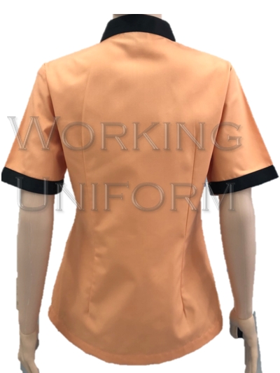 เสื้อม่บ้านคอจีน สีส้มอ่อน แต่งดำ IN STOCK เสื้อม่บ้านคอจีน สีส้มอ่อน แต่งดำ IN STOCK