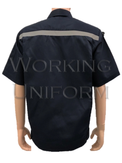 เสื้อช็อปแขนสั้นสีกรมท่า ติดแถบสะท้อนแสง IN STOCK เสื้อช็อปแขนสั้นสีกรมท่า ติดแถบสะท้อนแสง IN STOCK