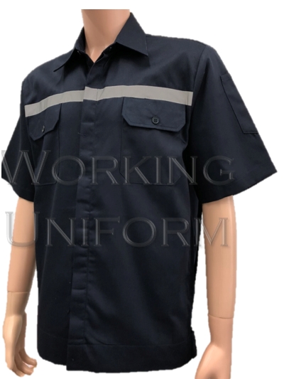 เสื้อช็อปแขนสั้นสีกรมท่า ติดแถบสะท้อนแสง IN STOCK เสื้อช็อปแขนสั้นสีกรมท่า ติดแถบสะท้อนแสง IN STOCK