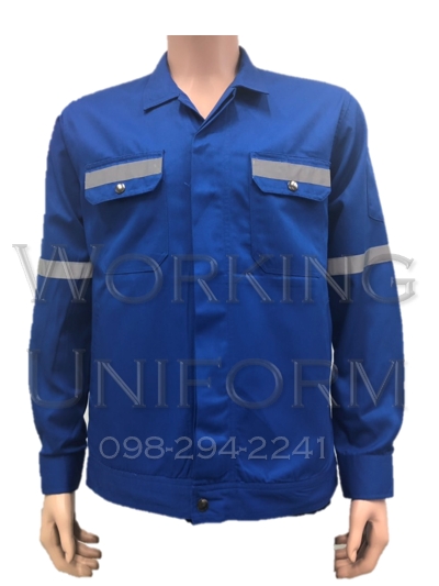 เสื้อช็อปแขนยาวสีน้ำเงิน ติดสะท้อนแสง IN STOCK เสื้อช็อปแขนยาวสีน้ำเงิน ติดสะท้อนแสง IN STOCK