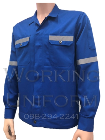 เสื้อช็อปแขนยาวสีน้ำเงิน ติดสะท้อนแสง IN STOCK เสื้อช็อปแขนยาวสีน้ำเงิน ติดสะท้อนแสง IN STOCK
