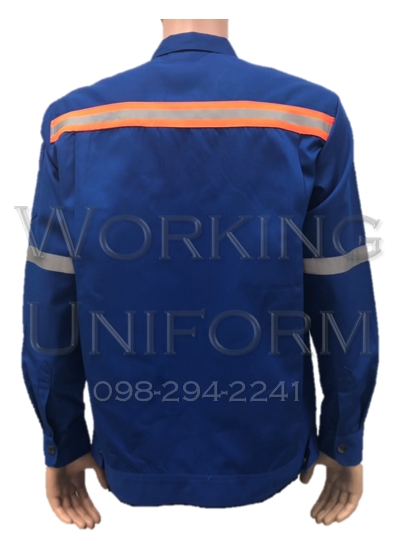 เสื้อช็อปแขนยาวสีน้ำเงิน ติดสะท้อนแสง IN STOCK เสื้อช็อปแขนยาวสีน้ำเงิน ติดสะท้อนแสง IN STOCK