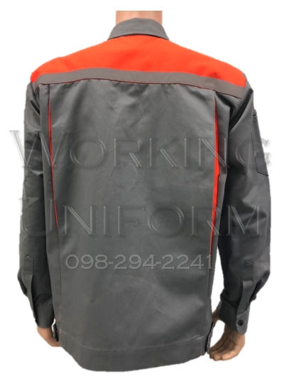 เสื้อช็อปแขนยาวสีเทา บ่าส้ม ผ้าเวสป้อยท์ IN STOCK เสื้อช็อปแขนยาวสีเทา บ่าส้ม ผ้าเวสป้อยท์ IN STOCK