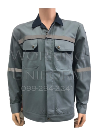 เสื้อช็อปแขนยาวสีเทา แต่งกรมท่า IN STOCK เสื้อช็อปแขนยาวสีเทา แต่งกรมท่า IN STOCK