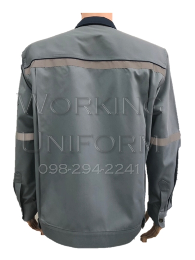 เสื้อช็อปแขนยาวสีเทา แต่งกรมท่า IN STOCK เสื้อช็อปแขนยาวสีเทา แต่งกรมท่า IN STOCK