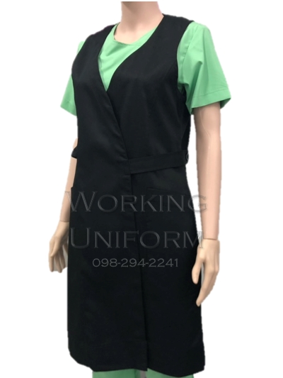 เอี๊ยมกันเปื้อนสีดำ ติดกระดุมข้าง IN STOCK เอี๊ยมกันเปื้อนสีดำ ติดกระดุมข้าง IN STOCK