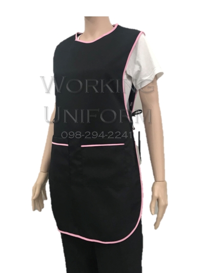 เอี๊ยมกันเปื้อนสีดำ กุ๊นชมพู IN STOCK เอี๊ยมกันเปื้อนสีดำ กุ๊นชมพู IN STOCK