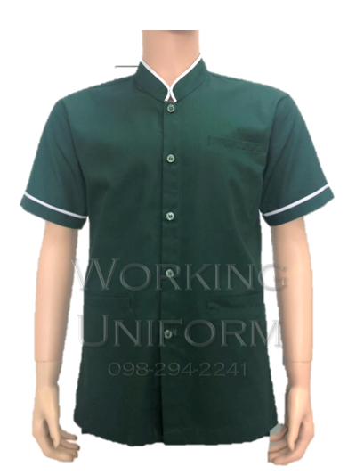 เสื้อพนักงานขับรถ สีเขียว กุ๊นขาว IN STOCK เสื้อพนักงานขับรถ สีเขียว กุ๊นขาว IN STOCK