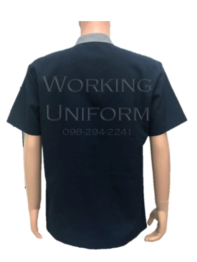 เสื้อพ่อบ้านคอจีน สีกรมท่า แต่งเทา IN STOCK เสื้อพ่อบ้านคอจีน สีกรมท่า แต่งเทา IN STOCK