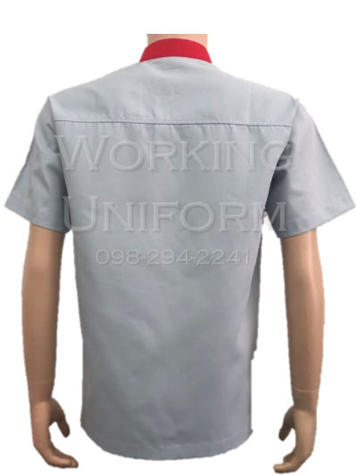 เสื้อพ่อบ้านคอจีน สีเทากุ๊นแดง IN STOCK เสื้อพ่อบ้านคอจีน สีเทากุ๊นแดง IN STOCK