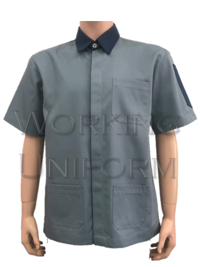 เสื้อช็อปแขนสั้นสีเทา แต่งกรมท่า IN STOCK เสื้อช็อปแขนสั้นสีเทา แต่งกรมท่า IN STOCK