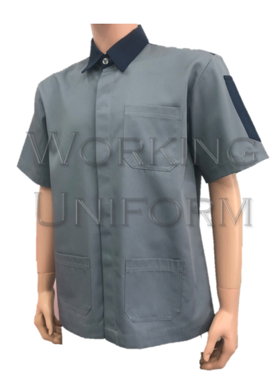 เสื้อช็อปแขนสั้นสีเทา แต่งกรมท่า IN STOCK เสื้อช็อปแขนสั้นสีเทา แต่งกรมท่า IN STOCK