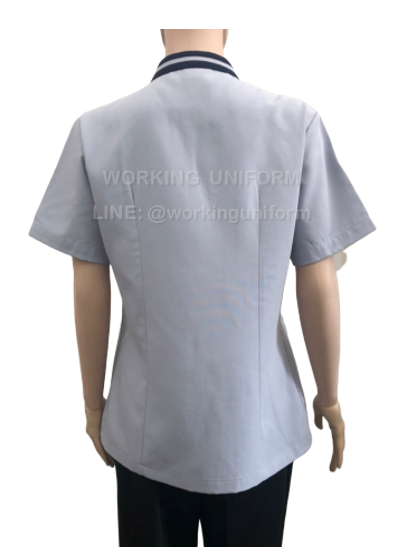 เสื้อม่บ้านคอจีน สีเทาอ่อน แต่งกรมท่า IN STOCK เสื้อม่บ้านคอจีน สีเทาอ่อน แต่งกรมท่า IN STOCK