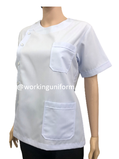 เสื้อกาวน์สั้น คอกลม สีขาว IN STOCK เสื้อกาวน์สั้น คอกลม สีขาว IN STOCK