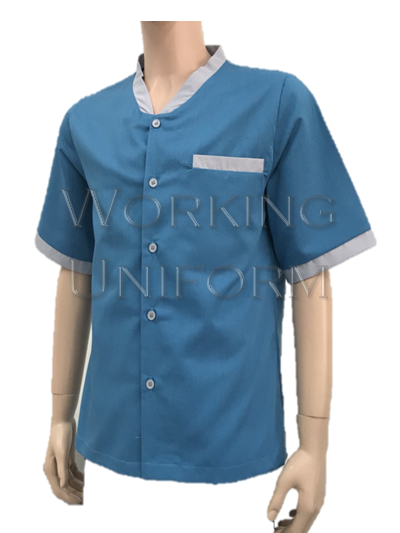 เสื้อพ่อบ้าน ชาย สีฟ้า กุ๊นเทา ผ้าโทเร IN STOCK เสื้อพ่อบ้าน ชาย สีฟ้า กุ๊นเทา ผ้าโทเร IN STOCK