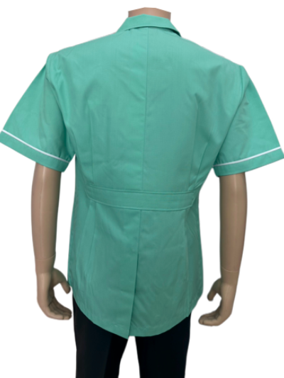 เสื้อพ่อบ้าน สีเขียวกุ๊นขาว IN STOCK