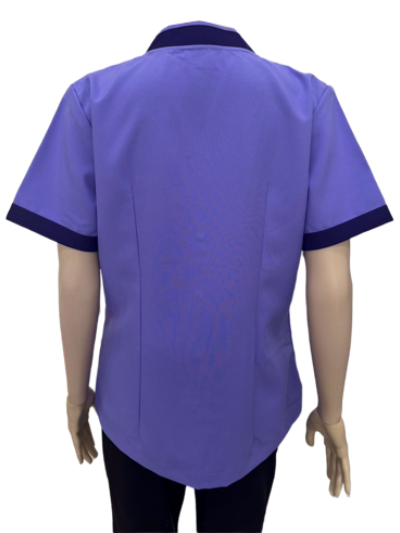เสื้อแม่บ้านสีม่วง คอวี แต่งม่วง IN STOCK