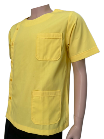 เสื้อกาวน์สั้น ชาย คอกลม สีเหลือง IN STOCK